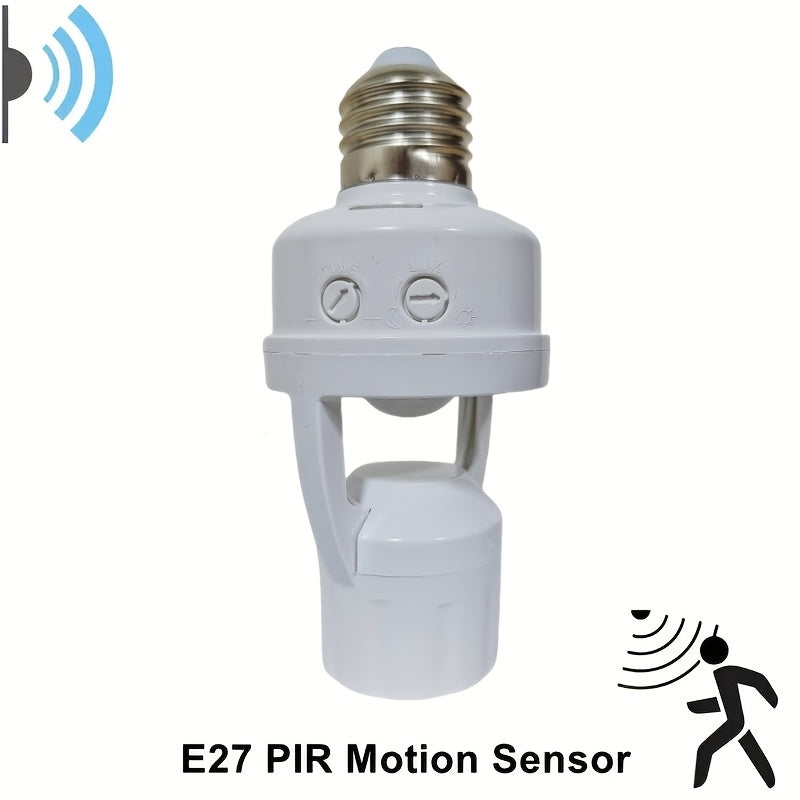 E27 Motion Sensor Light Bulb Holder Indoor Hardwired AC 85-265V No Battery