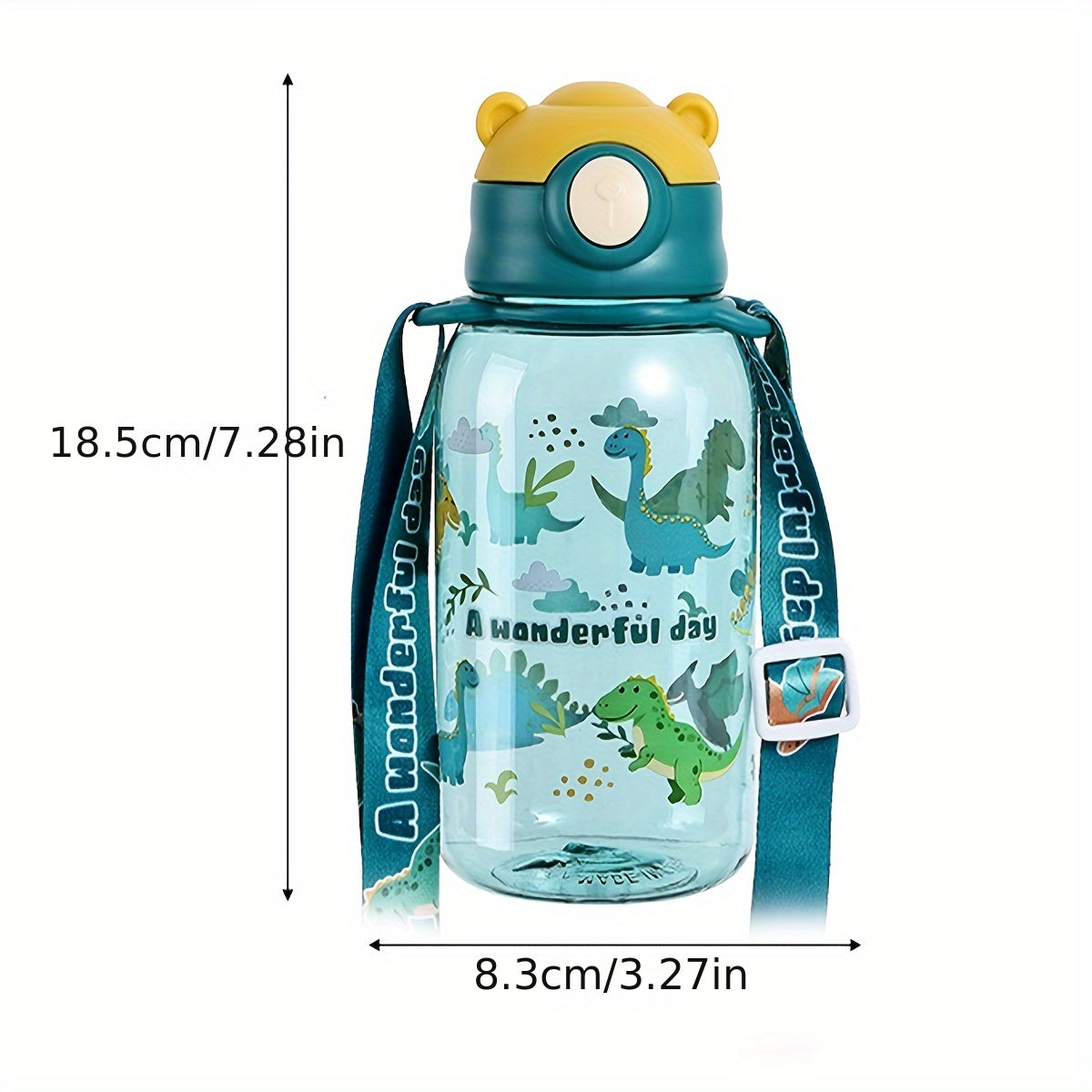 650 мл пластиковая многоразовая бутылка для воды с крышкой-кнопкой, мультяшный аниме-ремень, портативная, милая