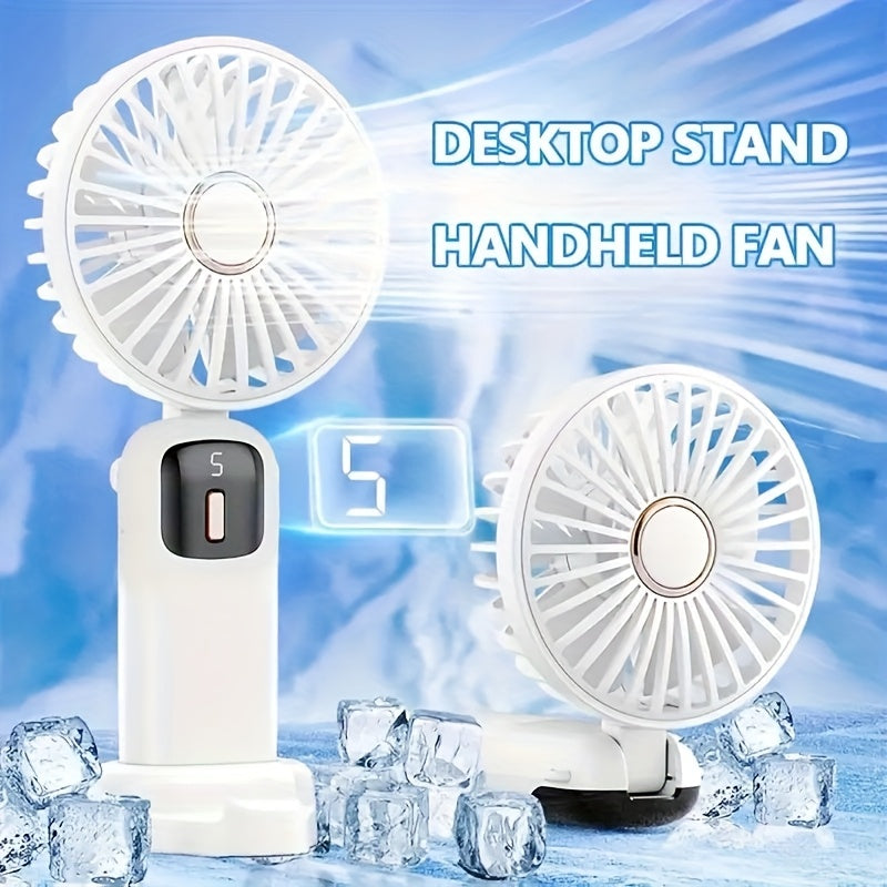 Mini Portable Handheld Fan USB Rechargeable Foldable Neck Wearable Fan for Travel Outdoor Office