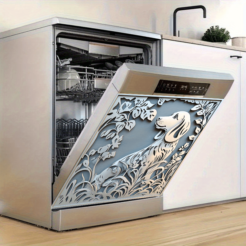 Magnetic Sticker with Floral Design Waterproof Peelable for Dishwasher Fridge Washer Dryer 58.5x65cm