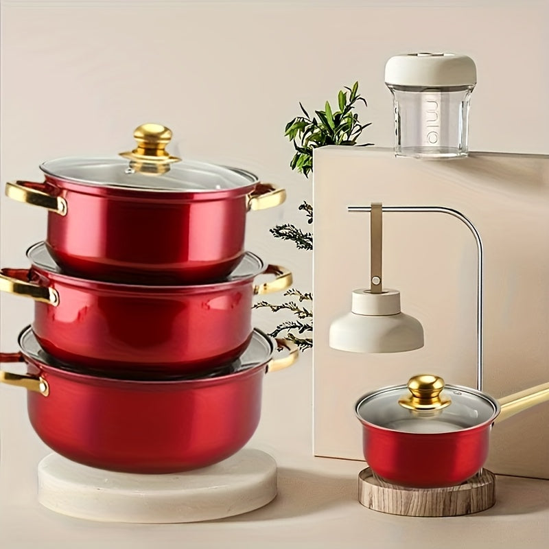 12 dona mustahkam zanglamas po'latdan yasalgan qozonlar va skovorodkalar to'plami - oshxona uchun ko'p funksiyali idish-to'plam