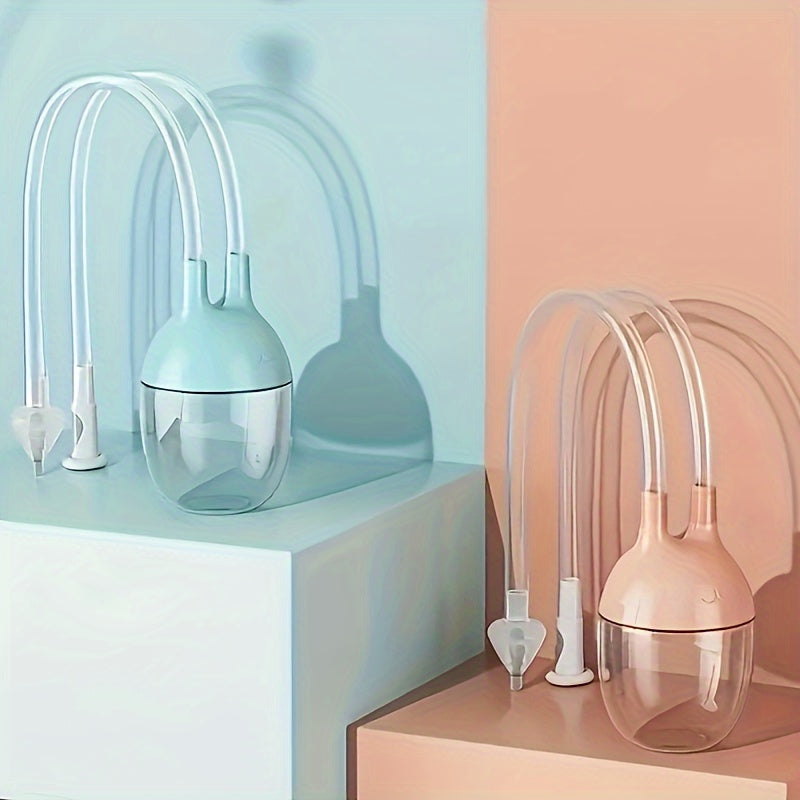 Baby Nasal Aspirator Set with Booger Clip 3 Pieces for Nose Ear Navel Care Pink Blue