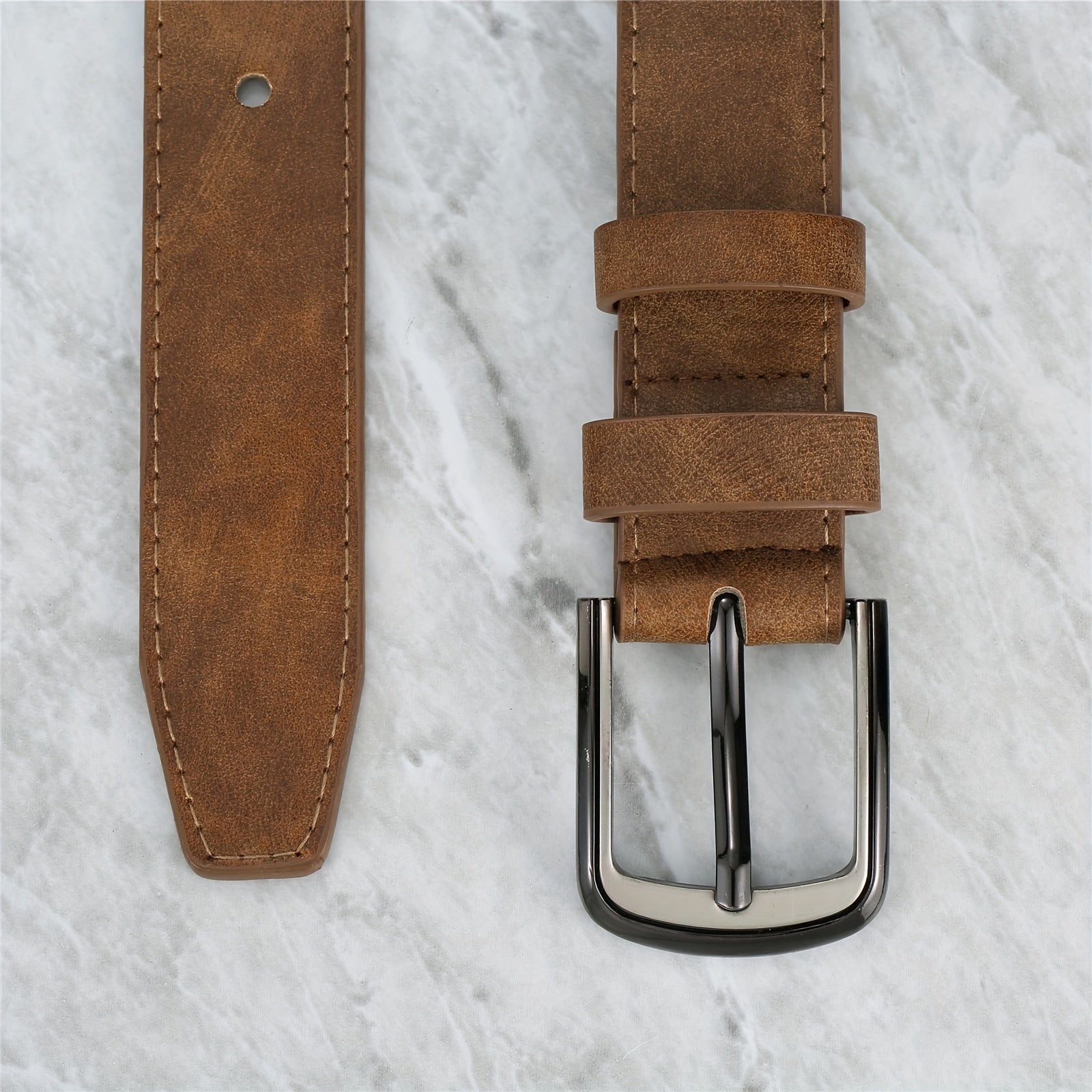 Men's Wide Stitching Belt with Alloy Buckle for Jeans and Trousers Casual Large Size