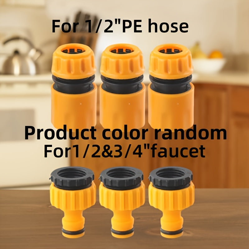 Набор из 6 соединителей для садовых шлангов и адаптеров для кранов 3/4 и 1/2 дюйма