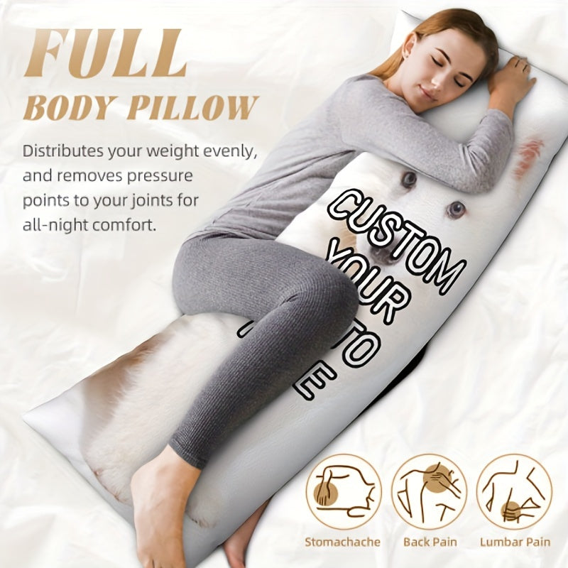 Pet Plush Pillow with Custom Pet Photo Double-Sided Soft Long Hug Design 50.8x137.16 cm