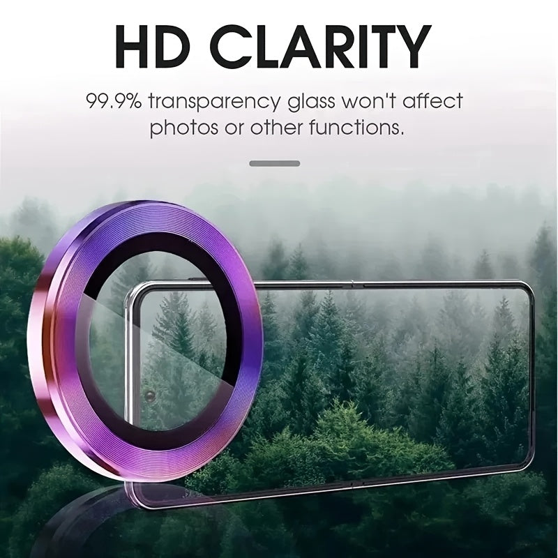 Tempered Glass Camera Lens Protector with Metal Ring for Xiaomi Redmi Note 13 Pro Plus