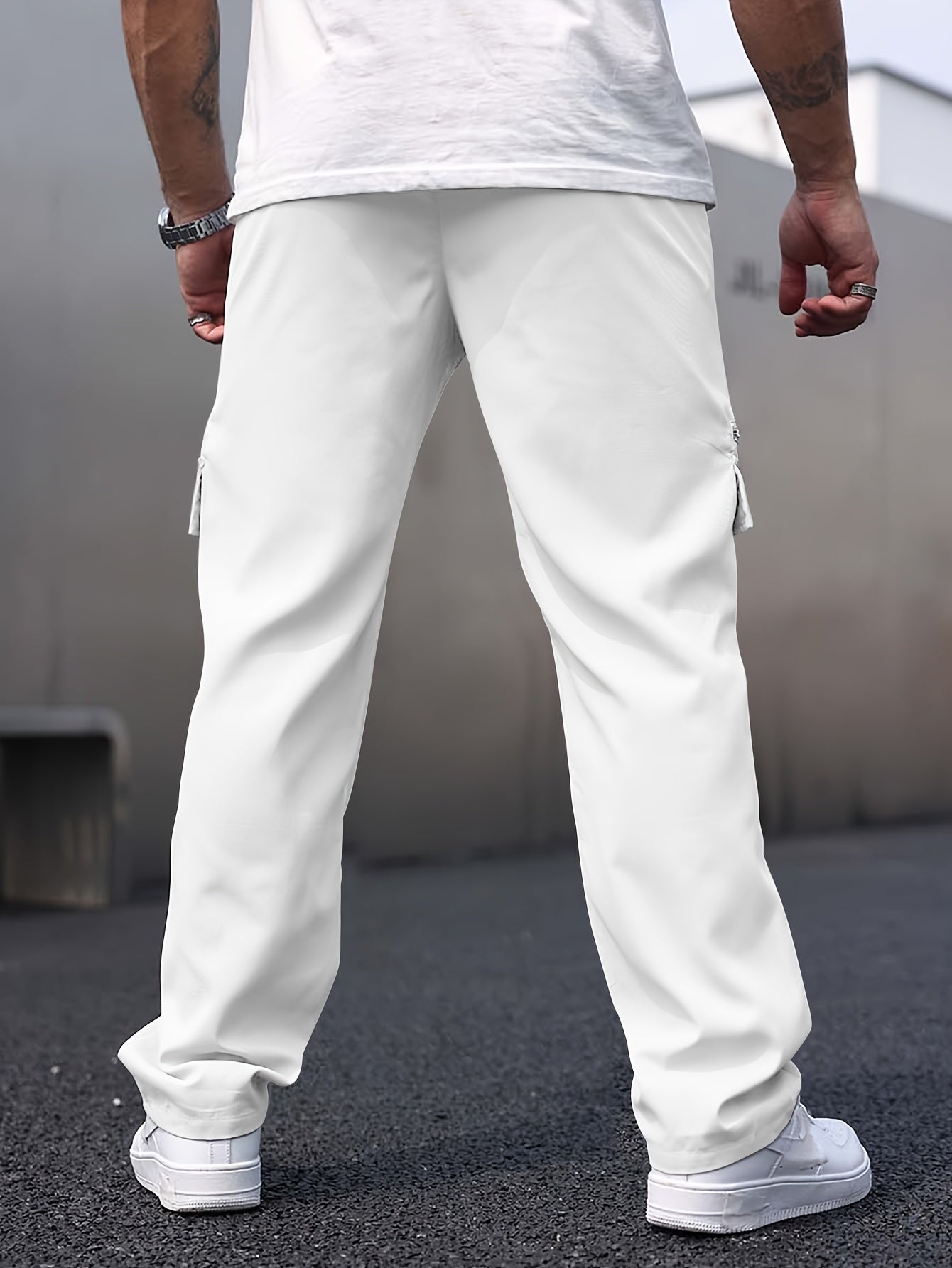 Men's Cargo Pants Regular Fit Solid Polyester Street Style All-Season