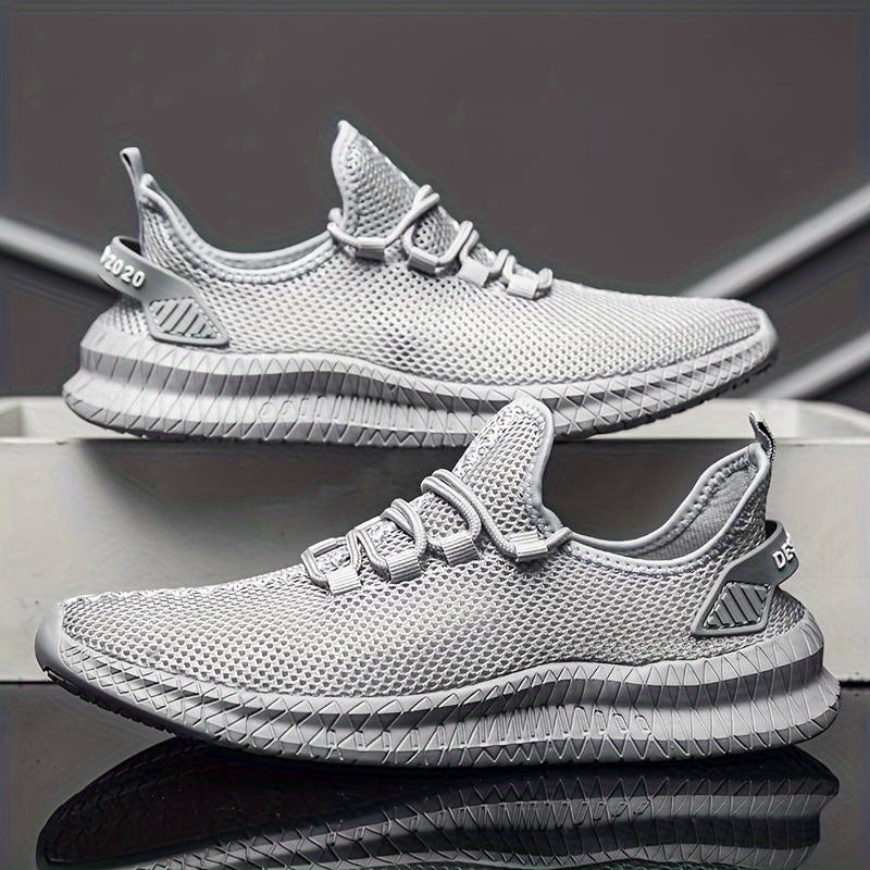 Men's Casual Athletic Sneakers Breathable Mesh Fabric Low Top Lace-Up Shoes for All-Season Comfort