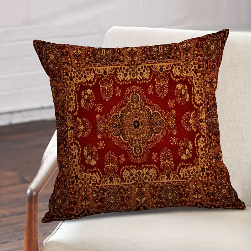 Bohemian Throw Pillow Cover Double-Sided Decorative Cushion Case 44.96x44.96 cm Polyester Zipper Closure