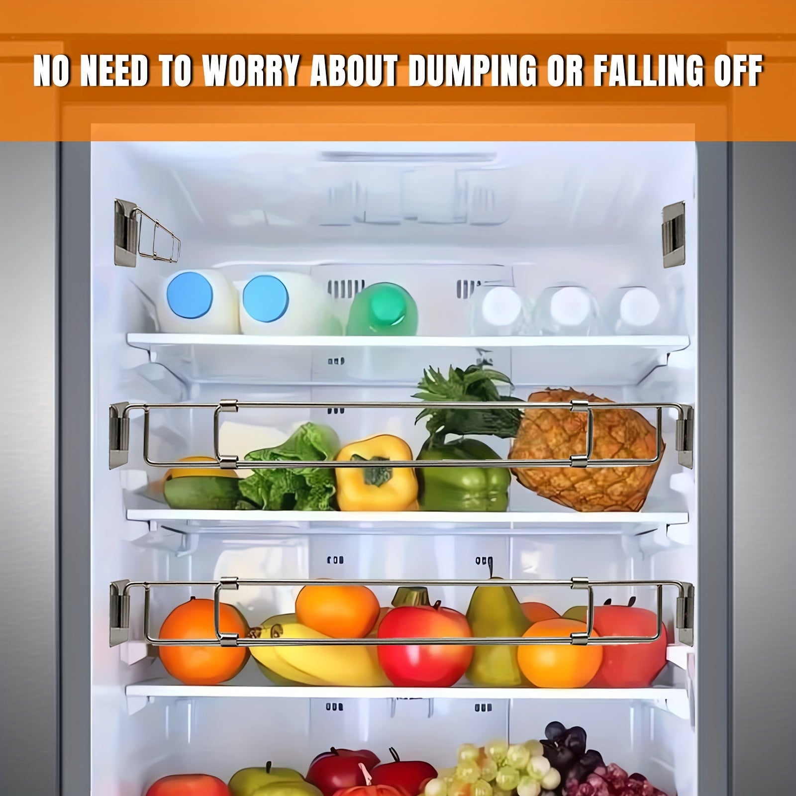 Stainless Steel RV Refrigerator Safety Bar Adjustable Shelf Strap Camper Storage