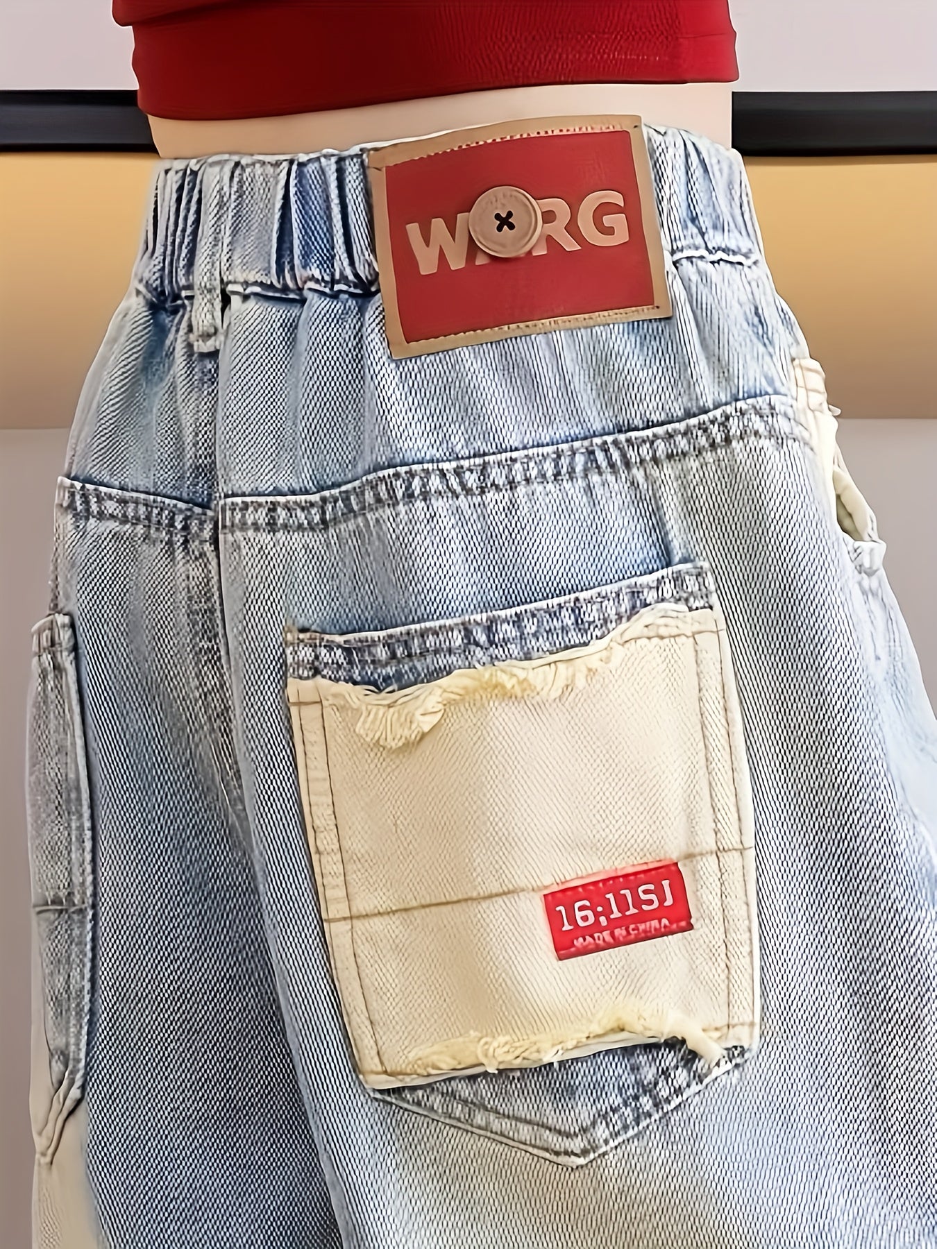 Джинсы для девочек свободного кроя с широкими штанинами из хлопкового микса в ковбойском стиле