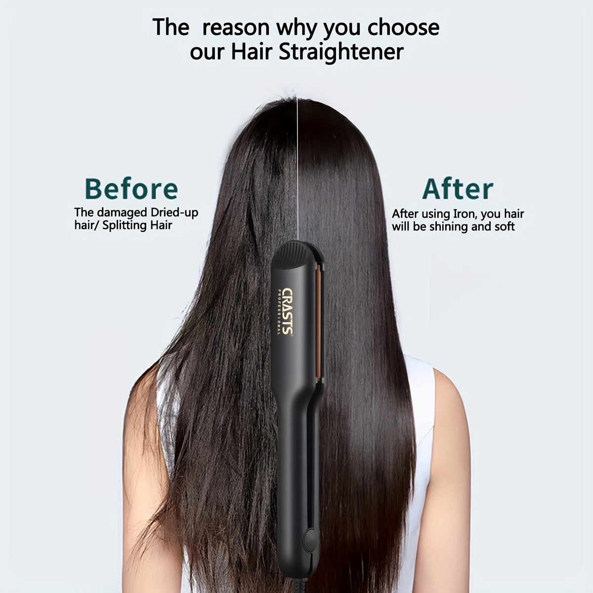 Dual Voltage Hair Straightener for All Hair Types with Euro, US, UK Plugs