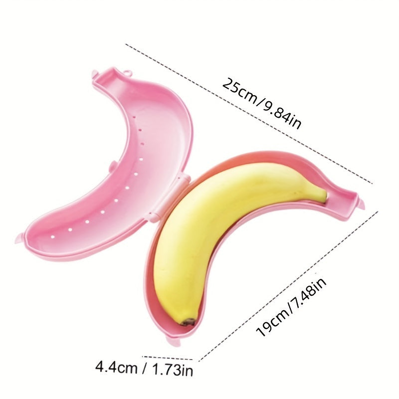 Contenedor de almacenamiento de plátanos de plástico con tapa, estuche protector portátil para frutas