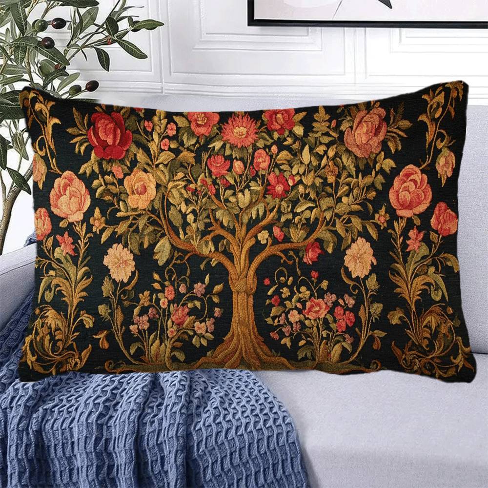 Decorative Velvet Pillow Cover 50.8x30.48cm Tree of Life Design Machine Washable