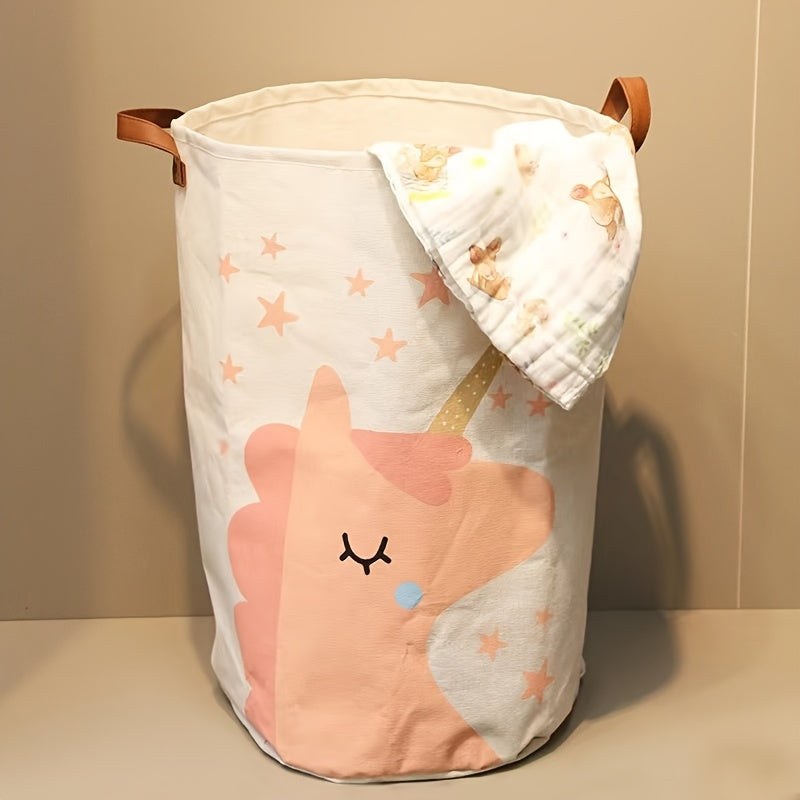 Folding Storage Bin with Cartoon Print Waterproof Large Capacity for Clothes Toys