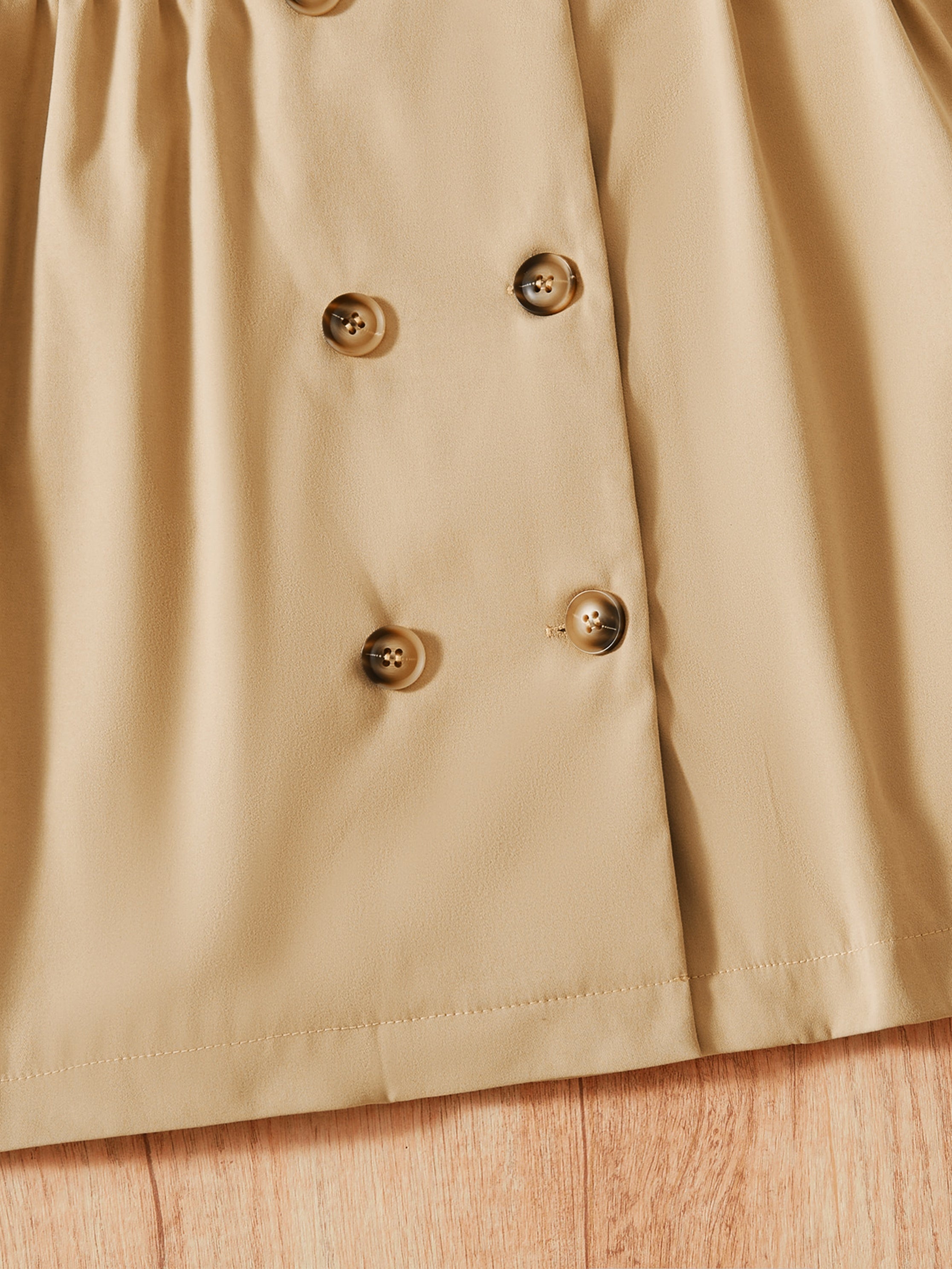 Girls Hooded Padded Coat Lightweight Double-Breasted Fall Winter Solid Polyester