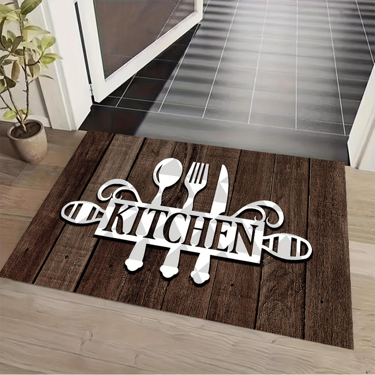 Set of 2 Non-Slip Kitchen Mats Low Pile Easy-Clean Runner Rugs for Home Floors