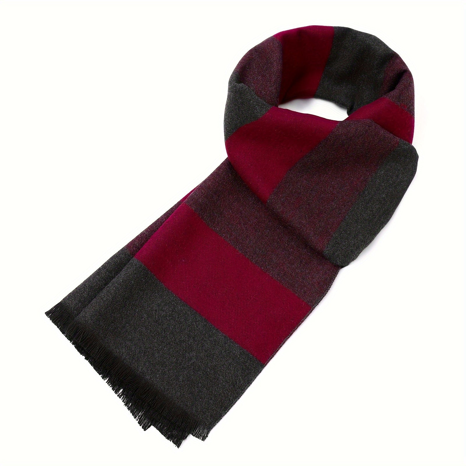 Men's Faux Cashmere Scarf Plaid Print Windproof Warm Fall Winter Accessories