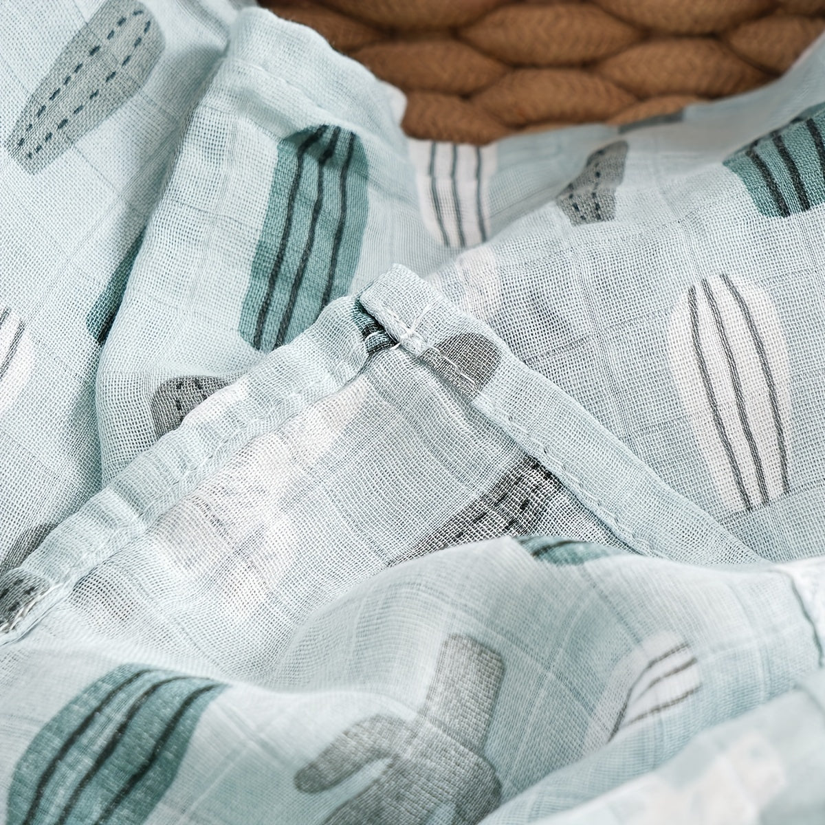 Baby Swaddle Blanket Soft Bamboo 2-Layer Plant Print for Sleep and Play