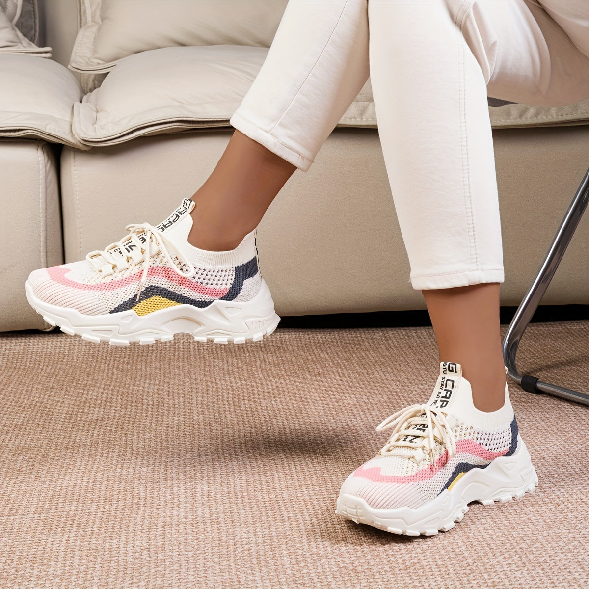 Women's Mesh Platform Sneakers Casual Low Top Tennis Shoes Plus Size