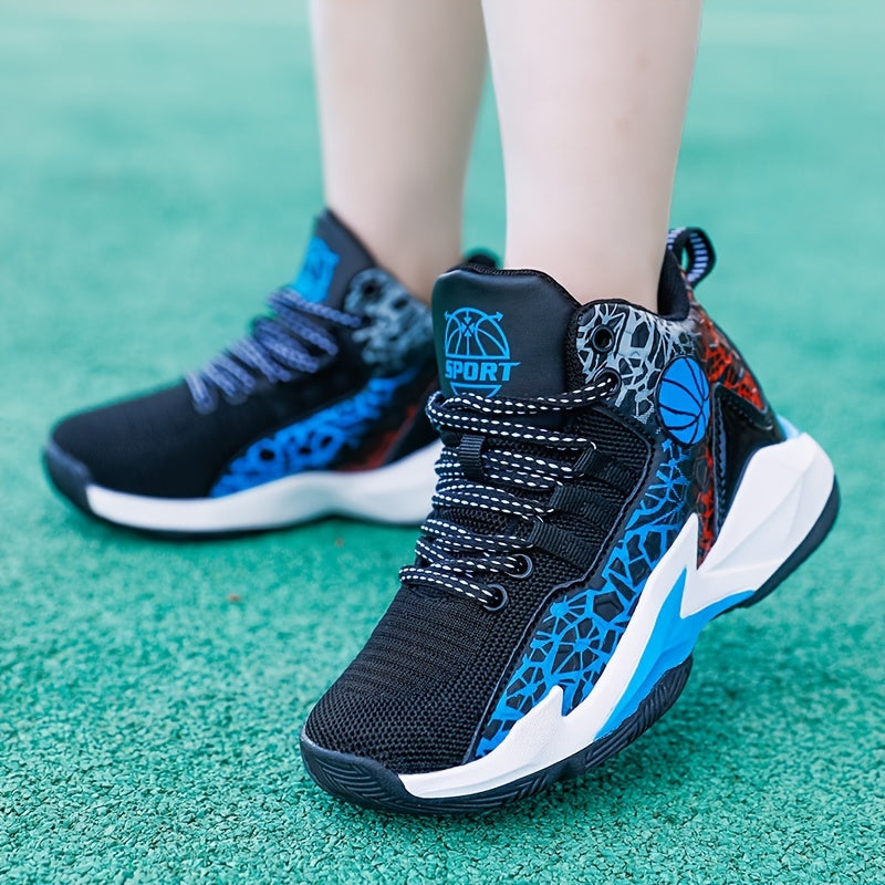 Kids' Mid-Top Athletic Sneakers with Stripe Pattern Breathable All-Season for Boys and Girls