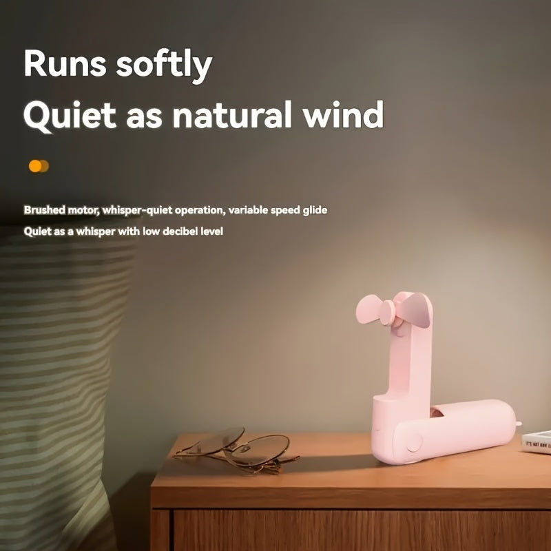 Rechargeable Mini Fan with 3 Speed Settings Foldable Handheld Portable for Travel Outdoor Use