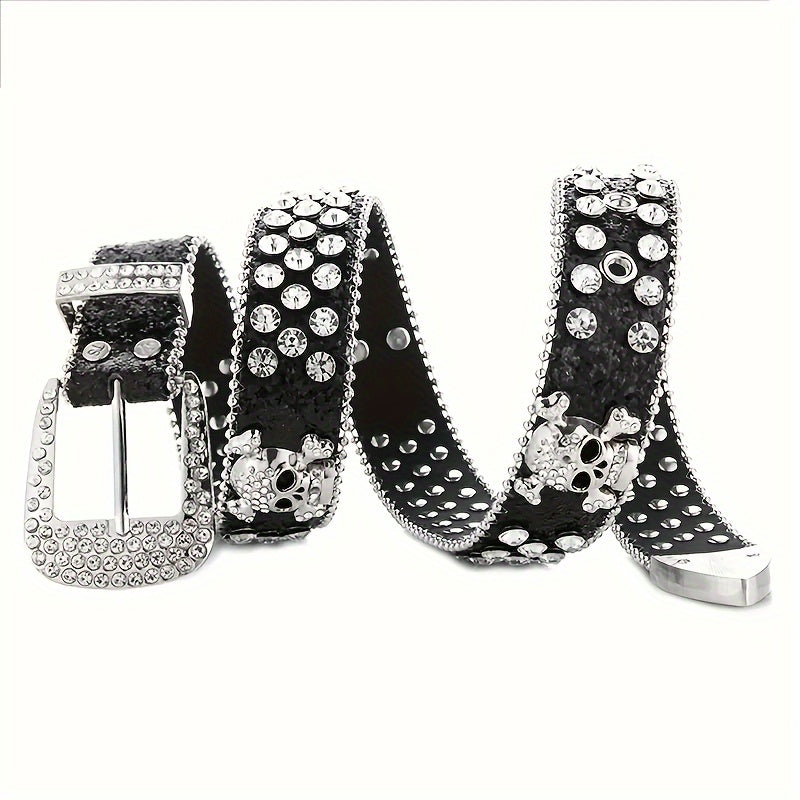 Western Cowgirl Belt with Rhinestones and Sparkling Faux Leather for Women