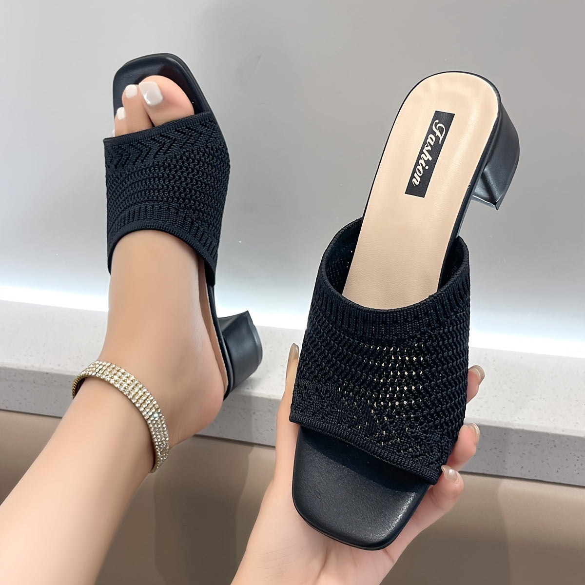 Women's Multicolor Knit Wedge Sandals Open Toe Slip-On Summer Shoes