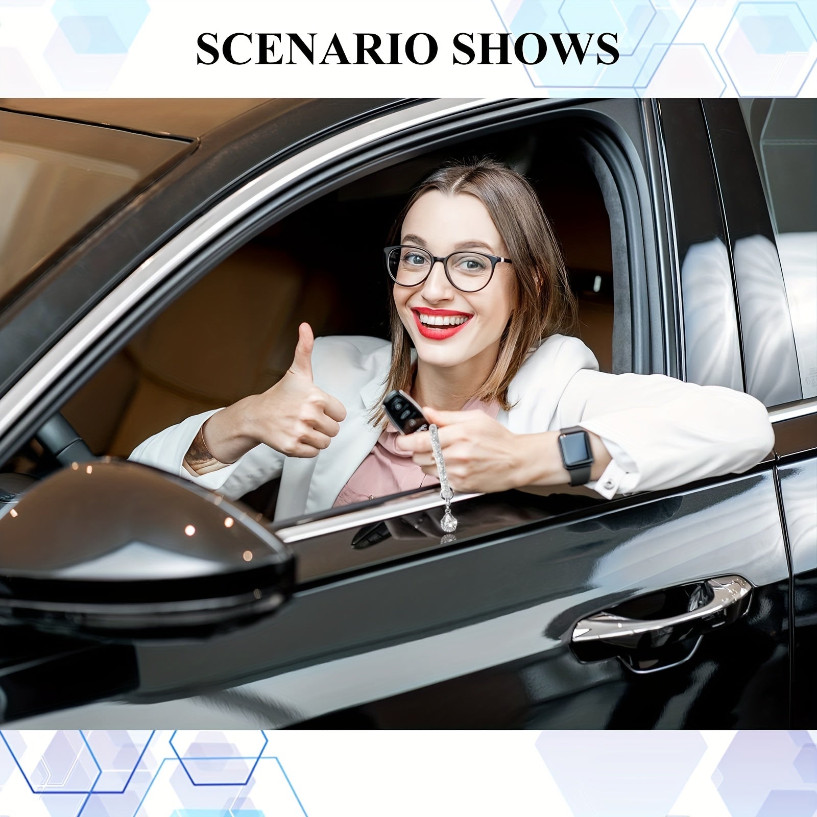 Crystal Bling Car Keychain for Women, Rhinestone Ring and Strap Accessory