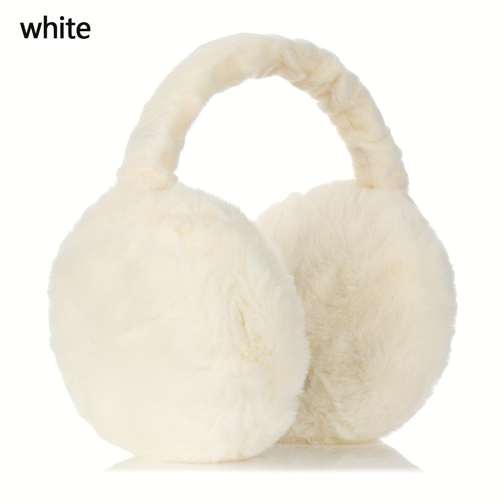 Unisex Foldable Solid Color Earmuffs Warm Plush Coldproof Winter Outdoor Gear
