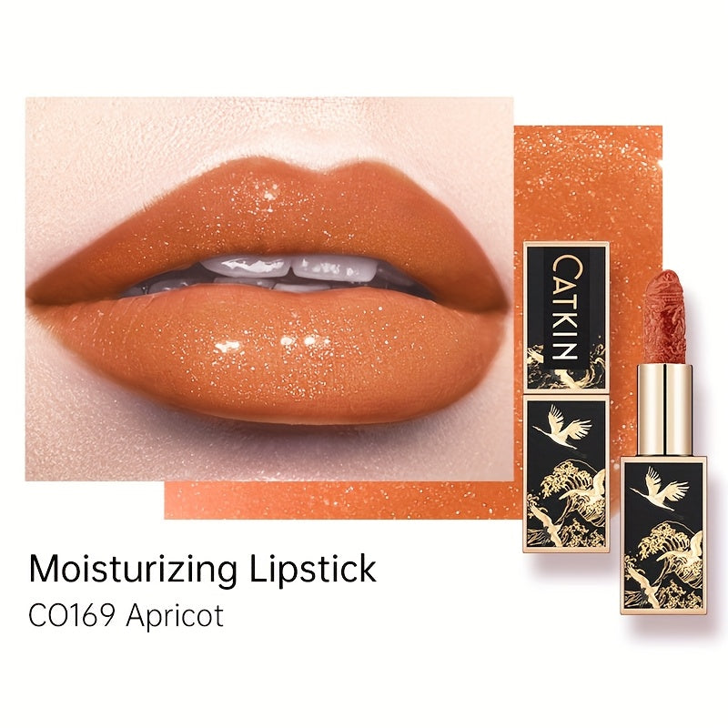 Red Carving Matte Lipstick Waterproof Long-Lasting Satin Finish for Smooth Red and Nude Lips