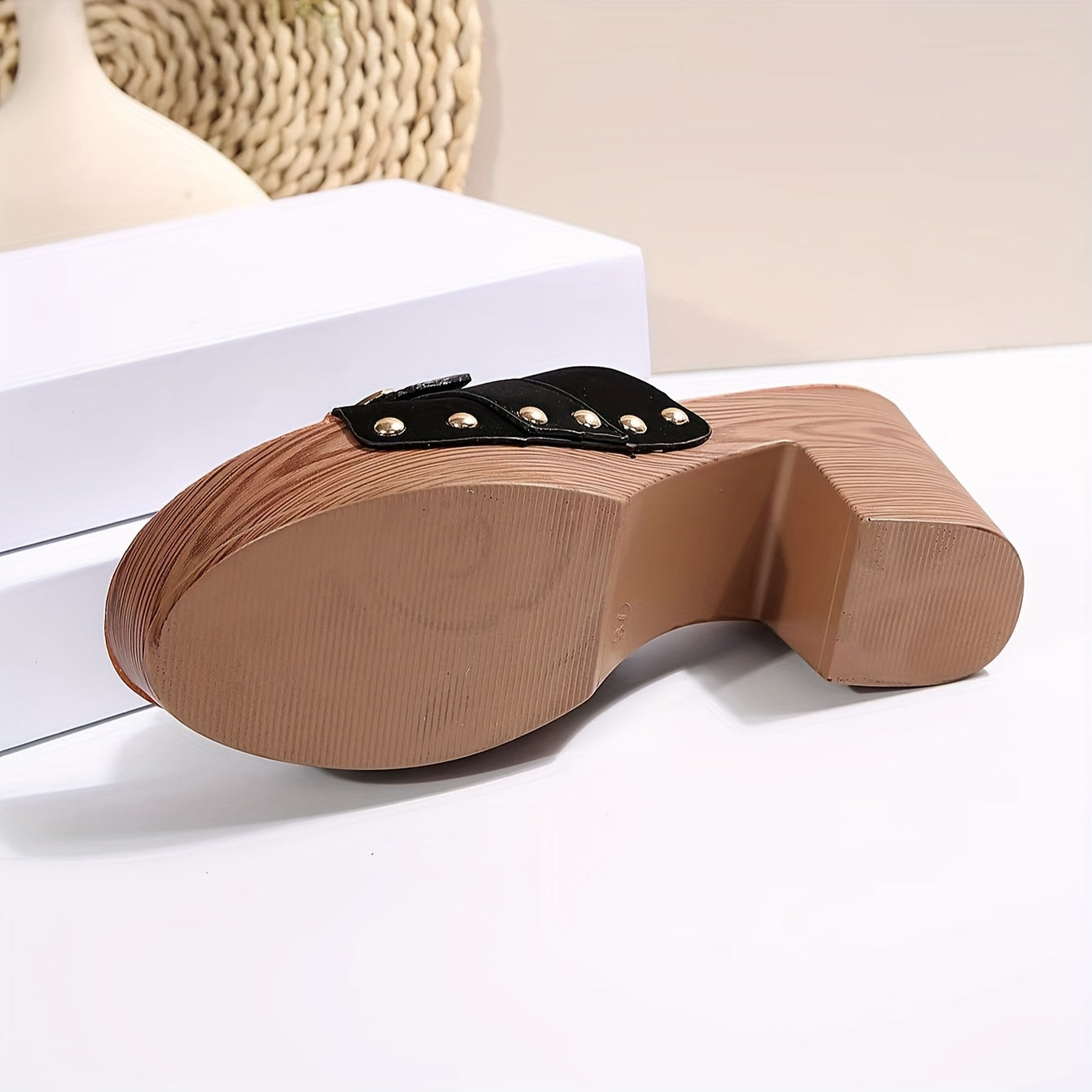 Women's Black Beige Rhinestone High-Heel Open-Toe Platform Sandals