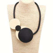 Wooden Pendant Necklace with Vintage Rubber Chain for Casual, Gothic, Bohemian Styles