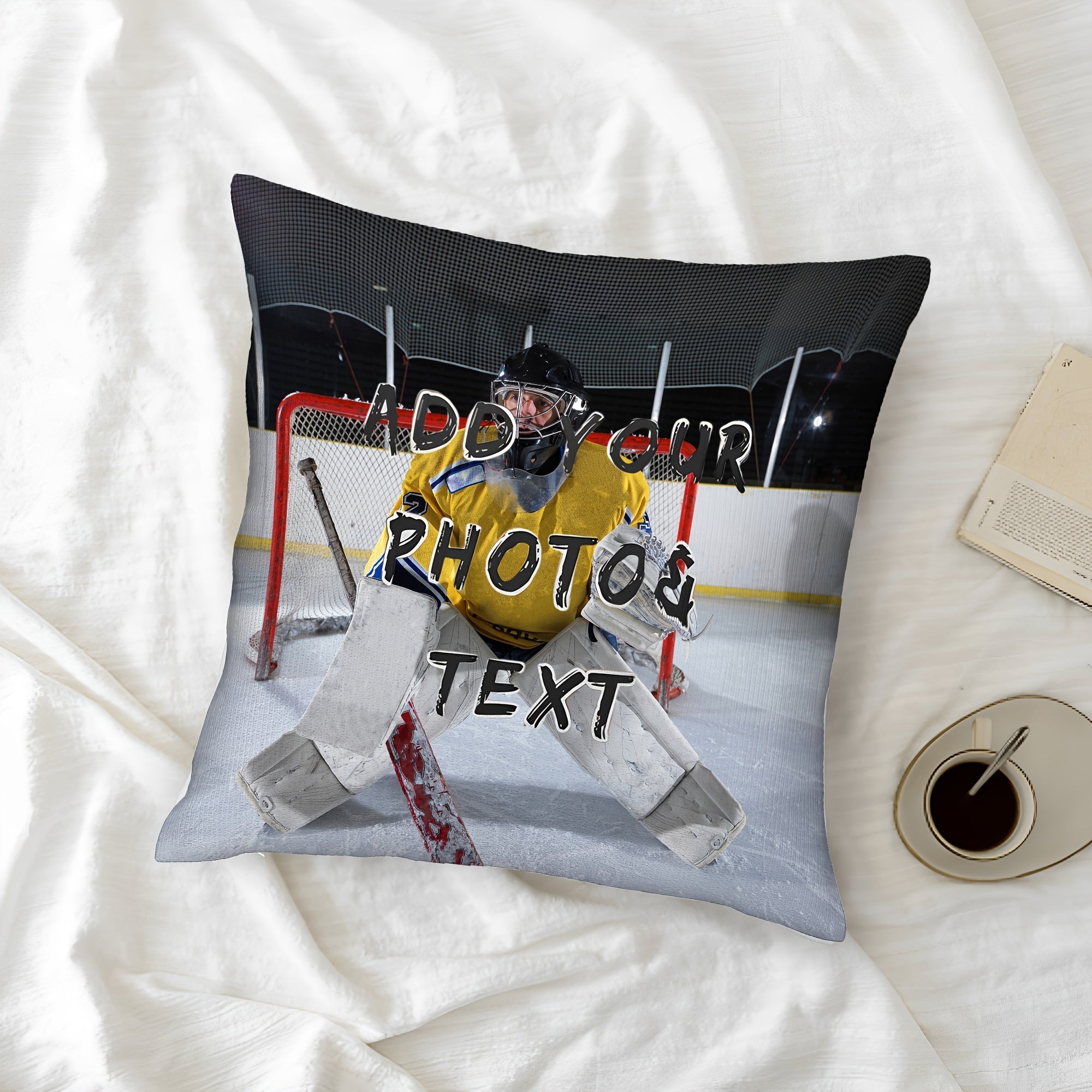 Personalized Ice Hockey Goalie Pillow Cover 45.72cm Polyester Plush Gift