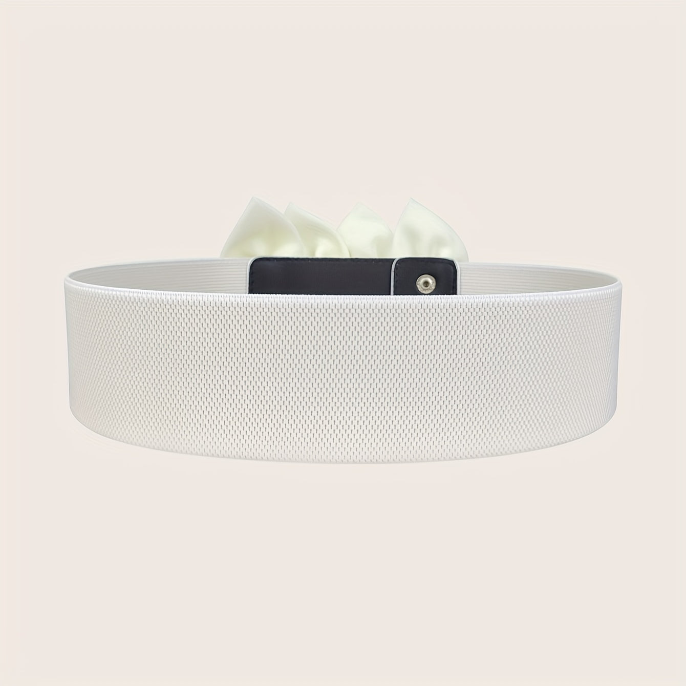 Black Floral Corset Belt with Red Elastic and Bold Buckle for Women