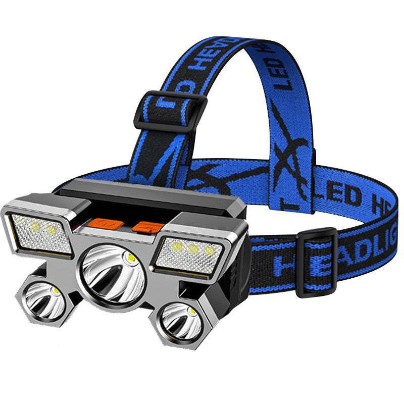 Rechargeable LED Headlamp for Fishing with Five Light Heads Long-Range Headlight