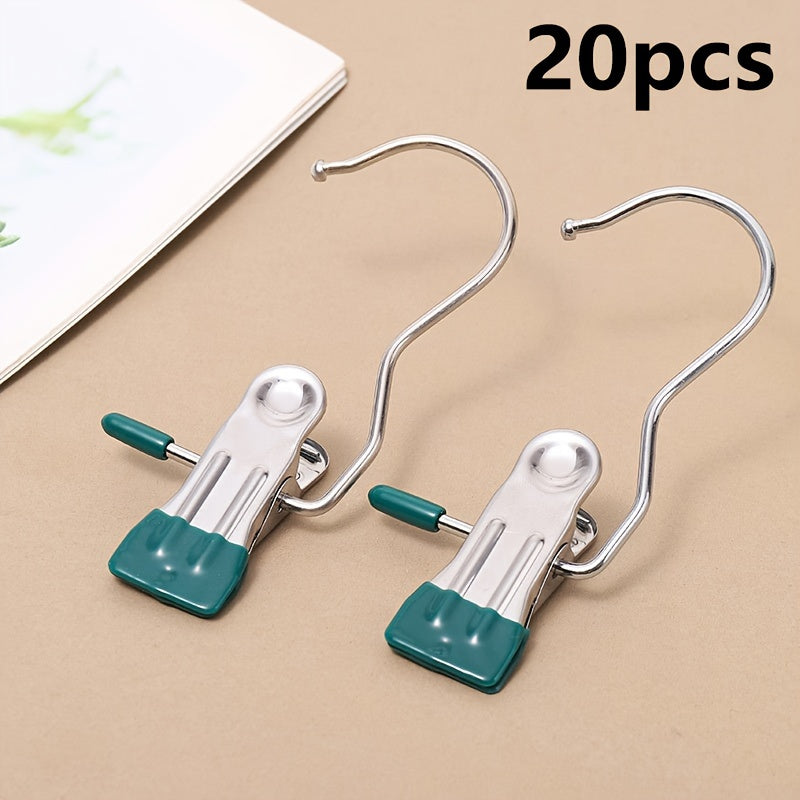 Juego de 20 perchas de ropa de acero inoxidable con clips antideslizantes para organización del armario