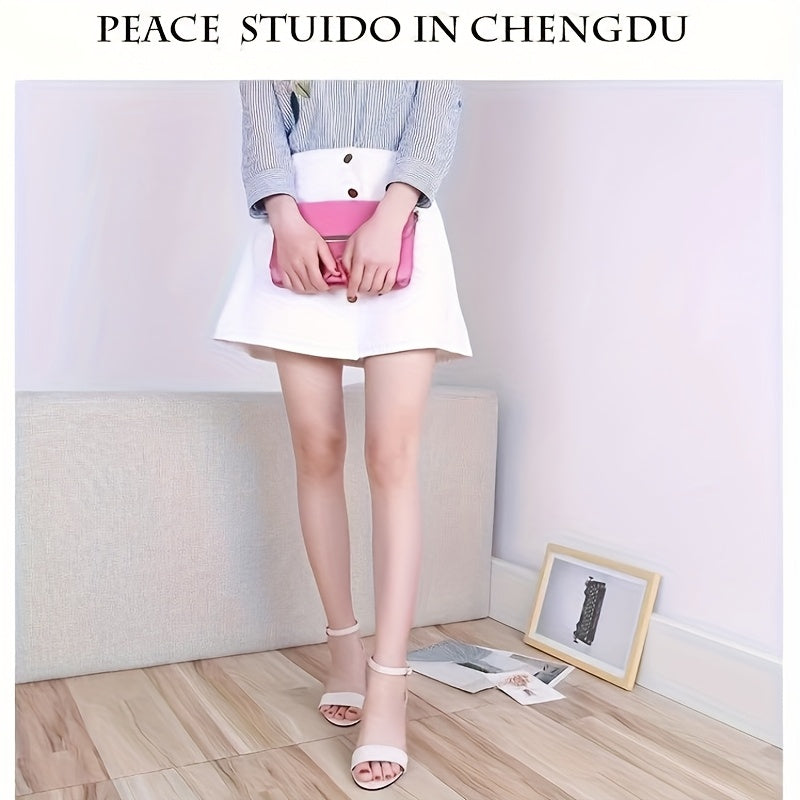 Women's Black Open Toe Ankle Strap High Heel Dress Shoes