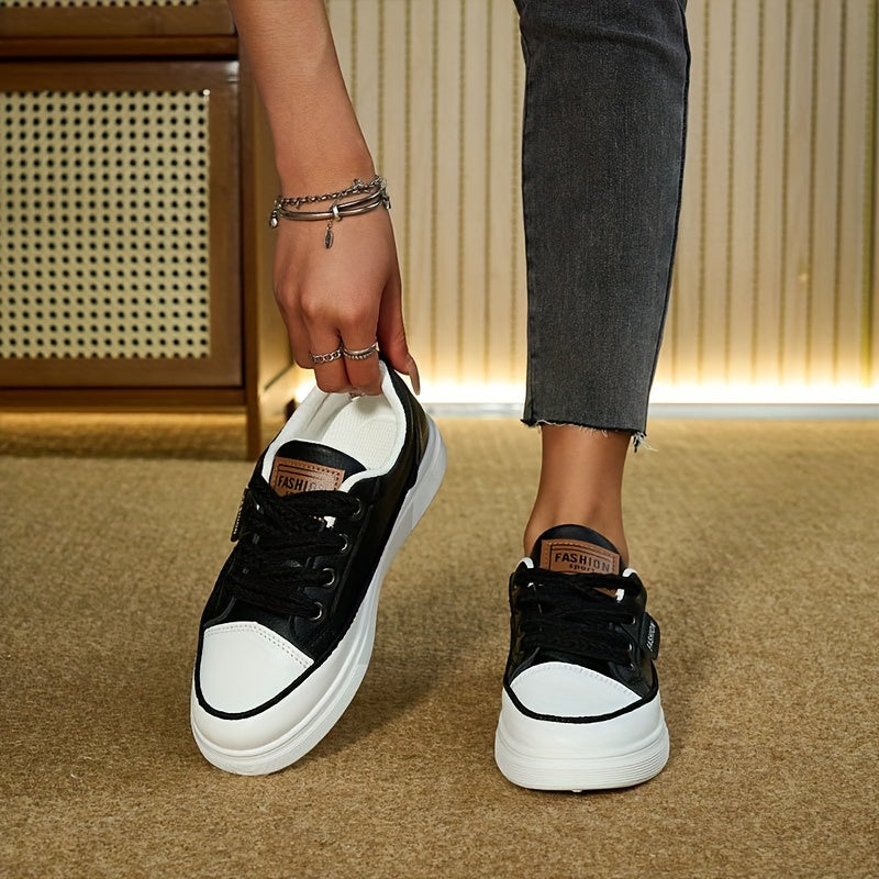 Women'S Casual Lightweight Skateboard Sneakers Low Top Breathable Fabric