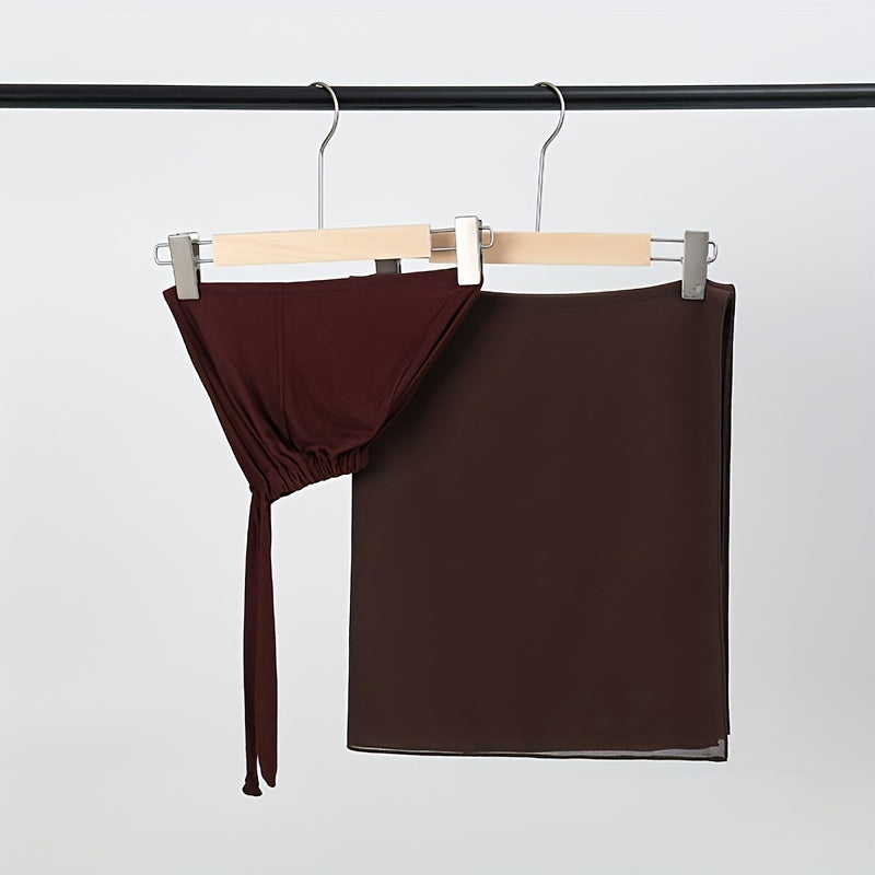 Set of Two Elastic Chiffon Undercap Scarves with Breathable Inner Hijab Cap and Sunscreen Hijab