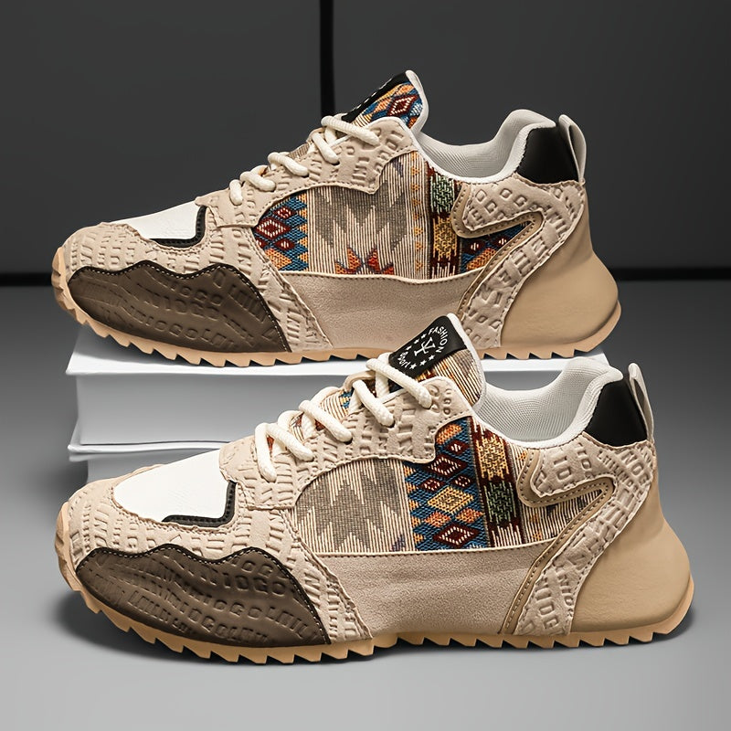 Men's Casual Lace-Up Sneakers All-Season PU Fabric Solid Color Low Top