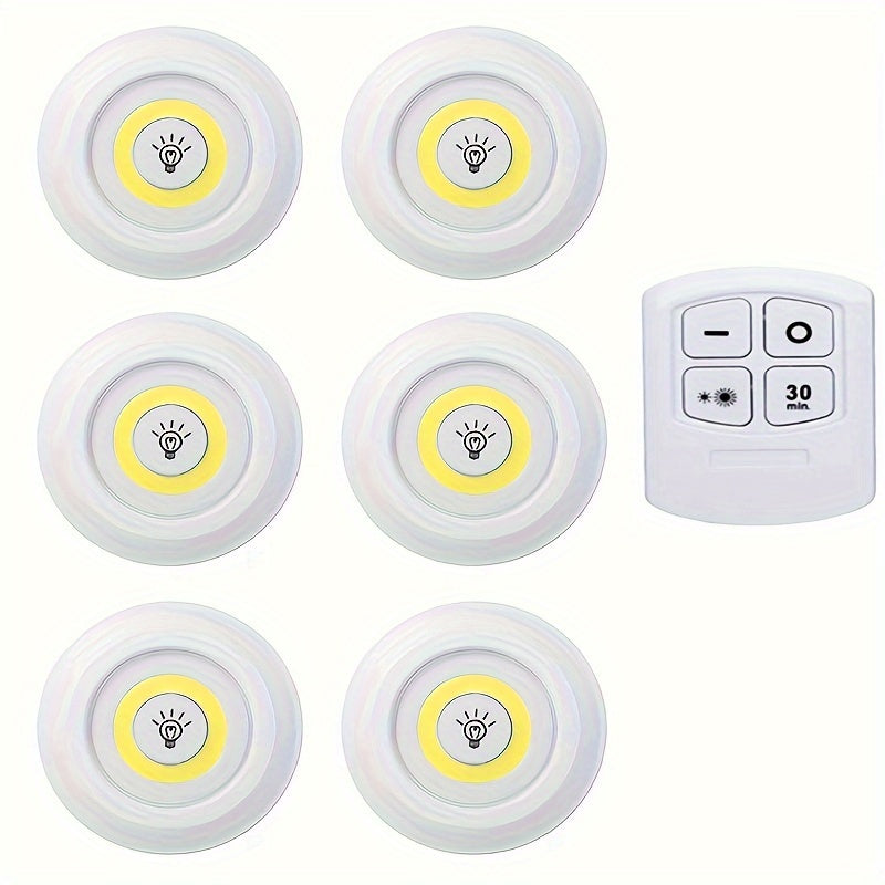 Wireless LED Under-Cabinet Lights with Remote Control for Kitchen and Wardrobe (6 or 3 Pack)