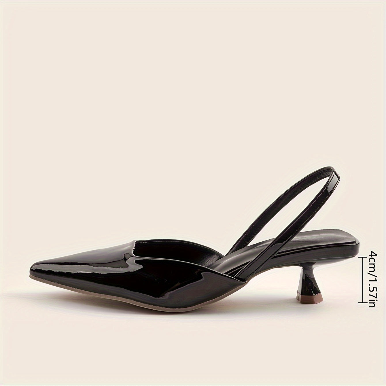 Women's Faux Leather Kitten Heel Pumps with Pointed Toe and Ankle Strap in Black Burgundy Red Yellow