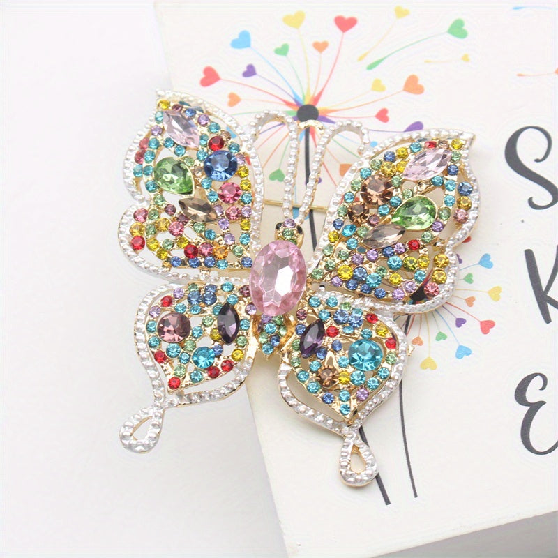 Vintage Rhinestone Butterfly Brooch Enamel Insect Pin Jewelry Accessory for Women