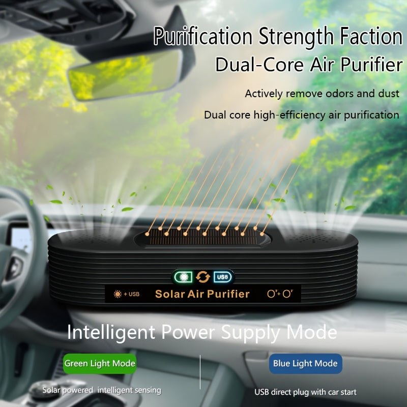 Портативный автомобильный очиститель воздуха с двойной фильтрацией, бесшумная работа для удаления запаха дыма