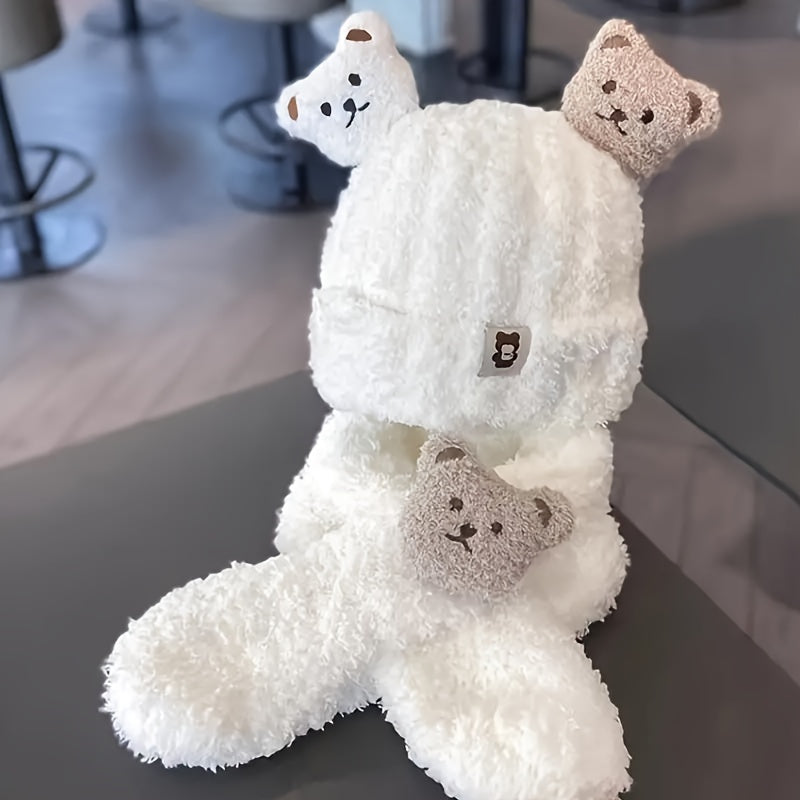 Girls Winter Hat and Scarf Set White for Ages 0-2 Cozy Animal Theme Lightweight