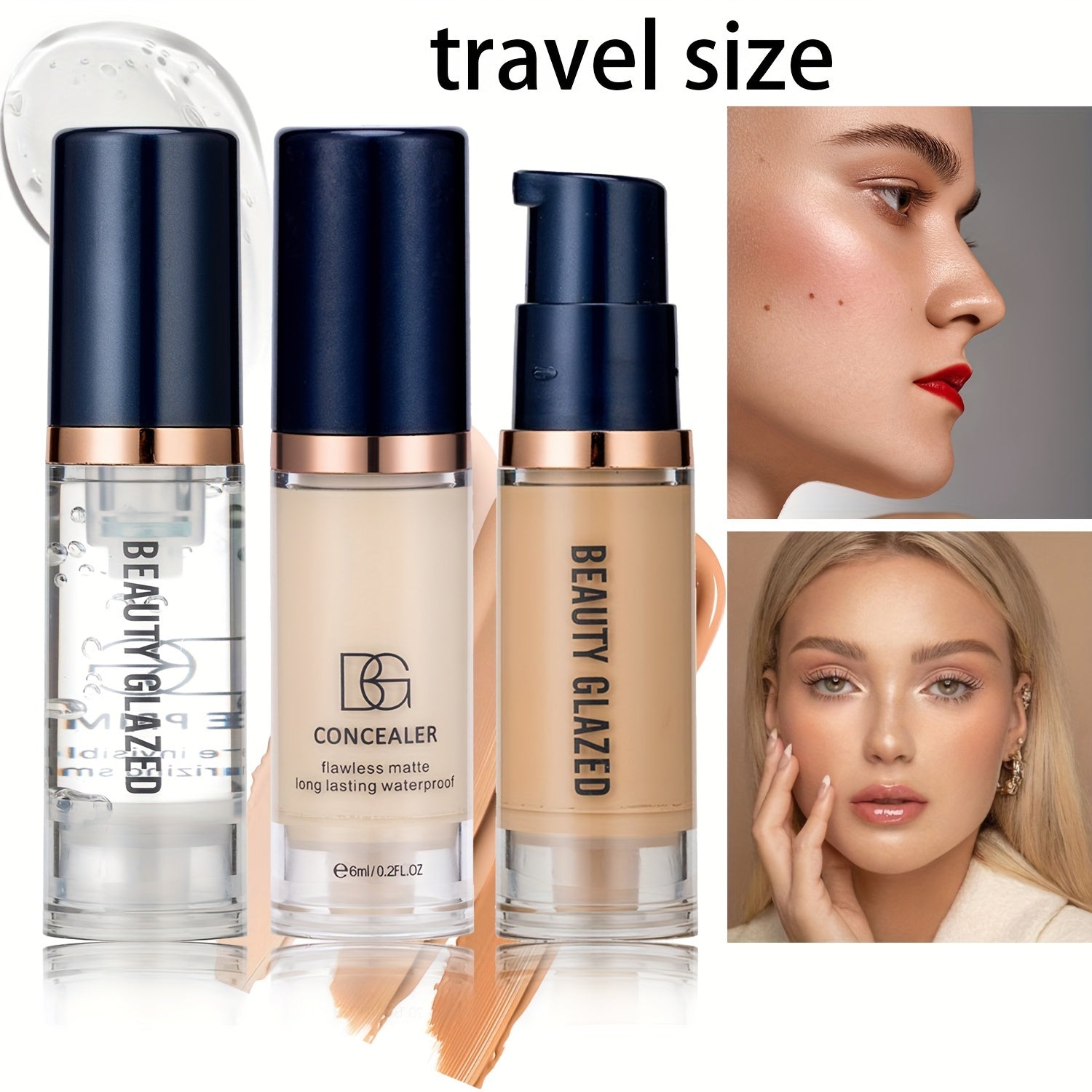 Travel Makeup Set Primer Concealer Foundation All Skin Tones Matte Liquid