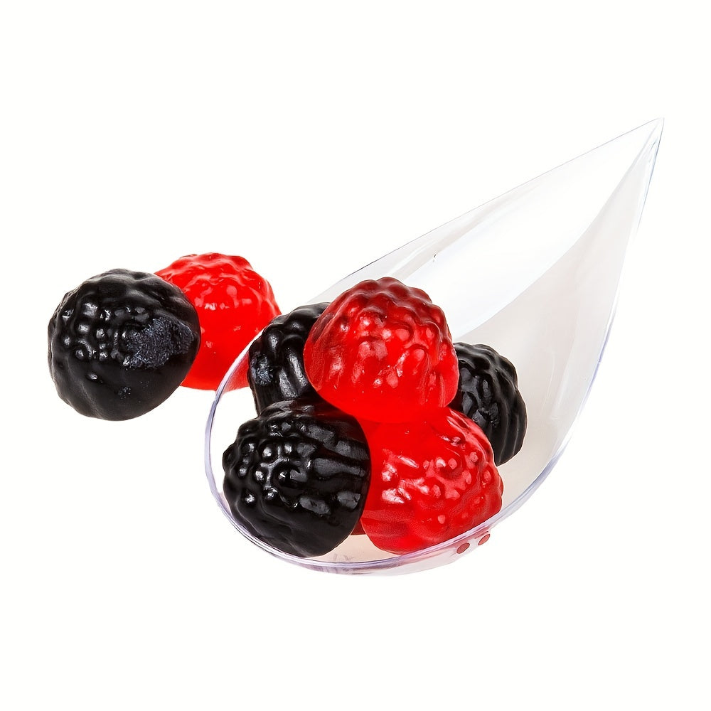 Set of 50 or 100 Clear Plastic Mini Appetizer Plates and Tasting Forks 10.16cm