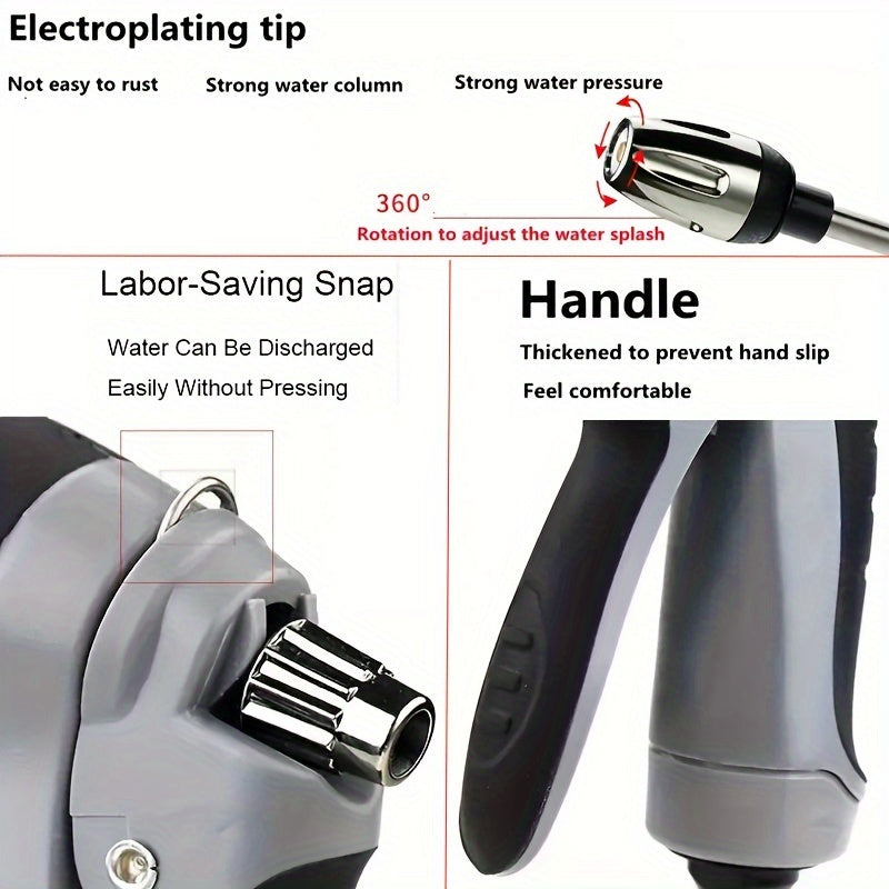 High-Pressure Car Wash Spray Gun with Quick Connect Adapters for Outdoor Cleaning and Pet Washing