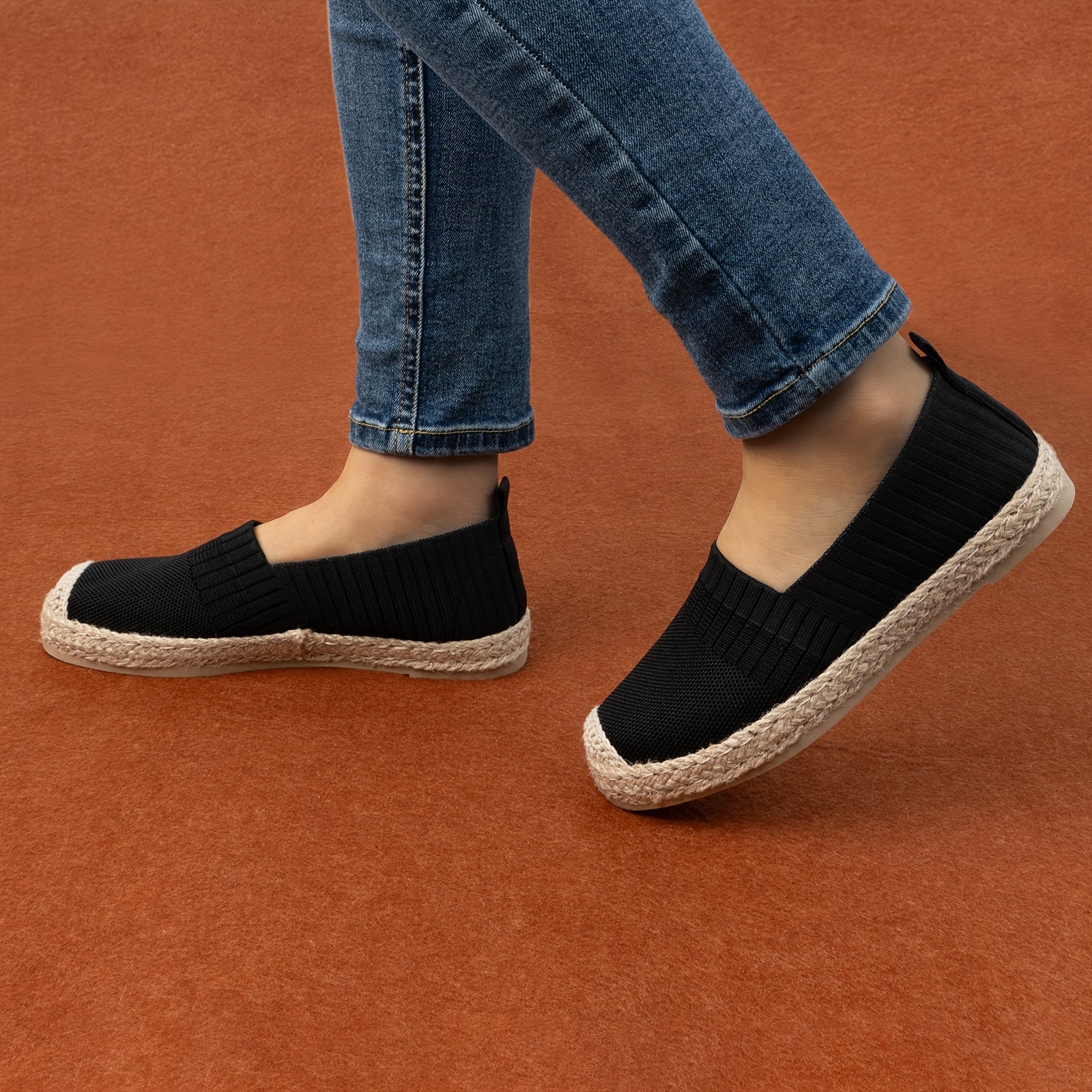 Women’s Linen Flats Breathable Knit Mary Jane Shoes for Travel and Everyday